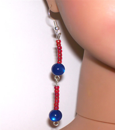 ORIENT Earings - Blue/Red Bead