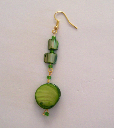 MADDISY DROP Earings - Green Shell Bead